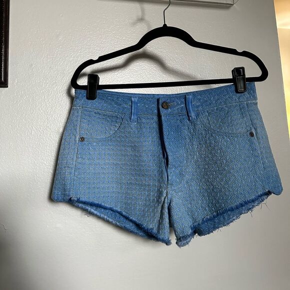 FARM Rio Blue Textured Jean Shorts - Picture 1 of 7